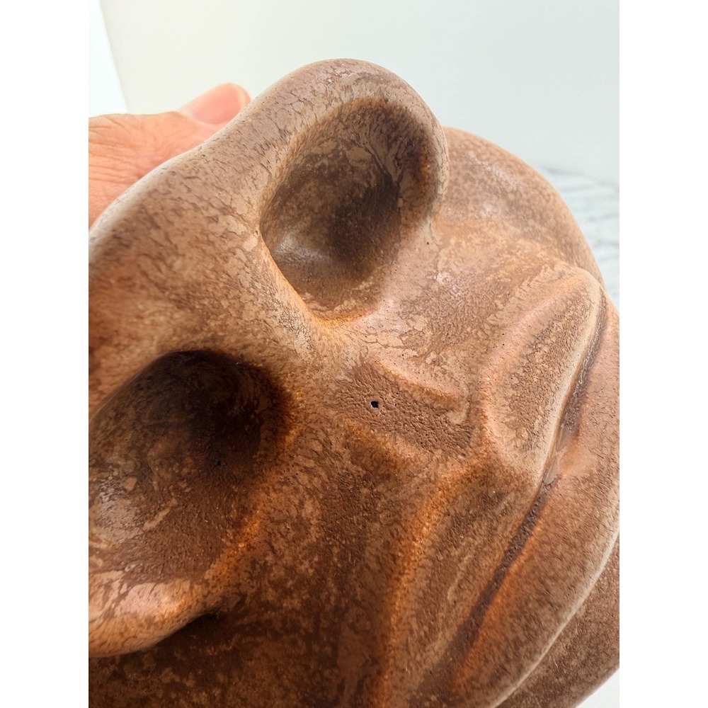 Vintage Studio Pottery Face Jar With Lid Nose Pot Whimsical Surrealist Brutalist - Picture 9 of 17